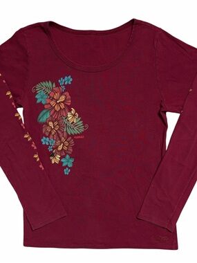 Vintage 90s Hawaii Floral Graphic Long Sleeve Accent Shirt Crazy Shirt